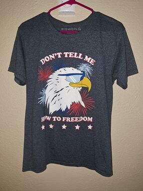 Bioworld Men's Charcoal 'Don't Tell Me How to Freedom' Eagle Graphic Tee